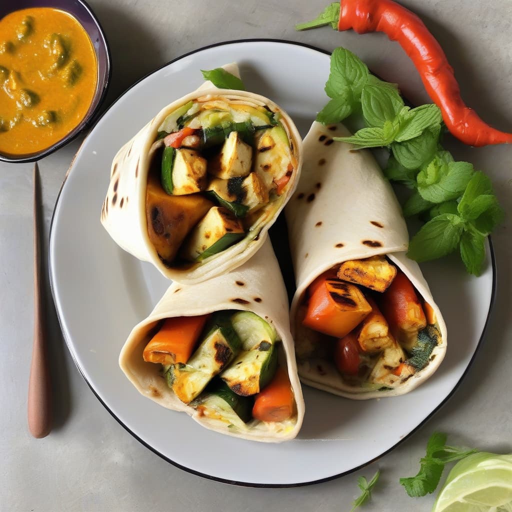 Wrap aux légumes et au paneer tikka / Vegetable Paneer Tikka Wrap